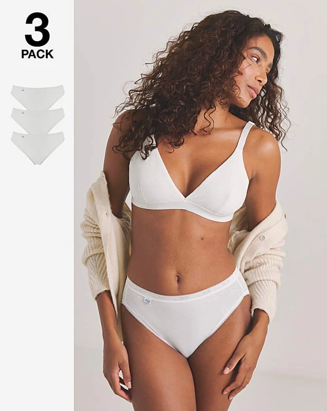 Image of Sloggi Sloggi Tai 3Pack Hi Leg Briefs White White - sloggi - Size: 20 White Female 20 CN74605