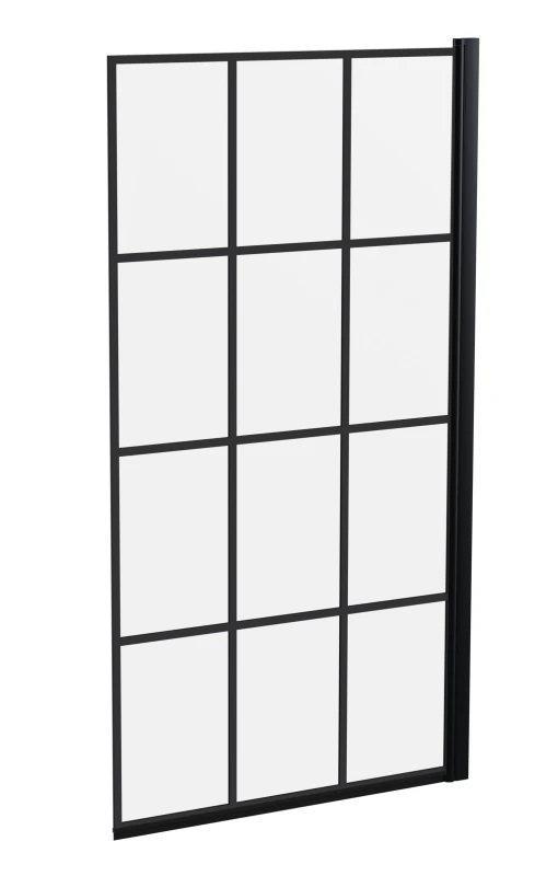Image of Balterley Black Frame 6mm Toughened Safety Glass Reversible Straight Bath Screen Black unisex