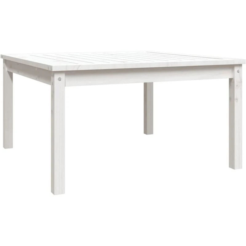Image of vidaXL Garden Table White 82.5x82.5x45cm Solid Wood Pine, White 824121