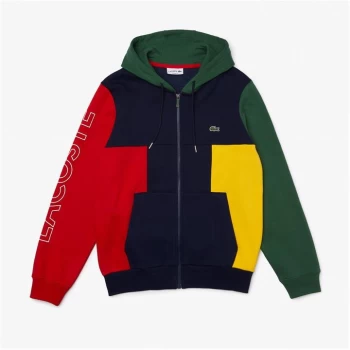 Image of Lacoste Colour Block Zip Hoodie - Blue