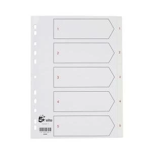Image of Elite A4 Premium File Indices with White Tabs Polypropylene 1 5 White
