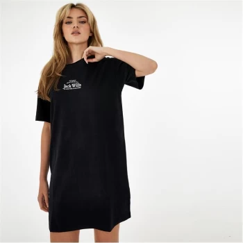 Image of Jack Wills Embroidered Logo T-Shirt Mini Dress - Black