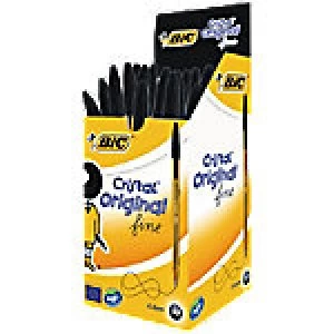 Image of BIC Cristal Original Fine Ballpoint Pen Fine 0.3mm Black Pack of 50