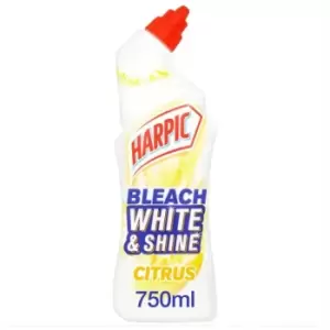 Image of Harpic White & Shine Bleach Citrus Toilet Cleaner Gel, 750ml