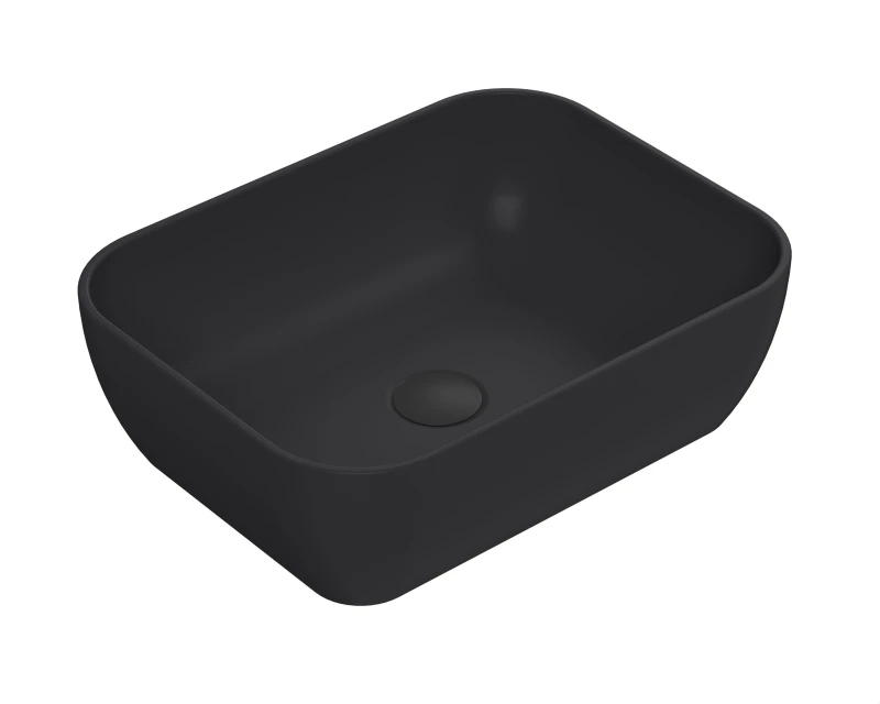 Image of Balterley Square Ceramic Countertop Vessel Without Overflow Matt Black 455mm Black