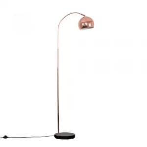 Image of Curva Copper And Black Floor Lamp With Copper Arco Shade