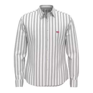Image of Chesthit Striped Shirt in Cotton Poplin and Slim Fit