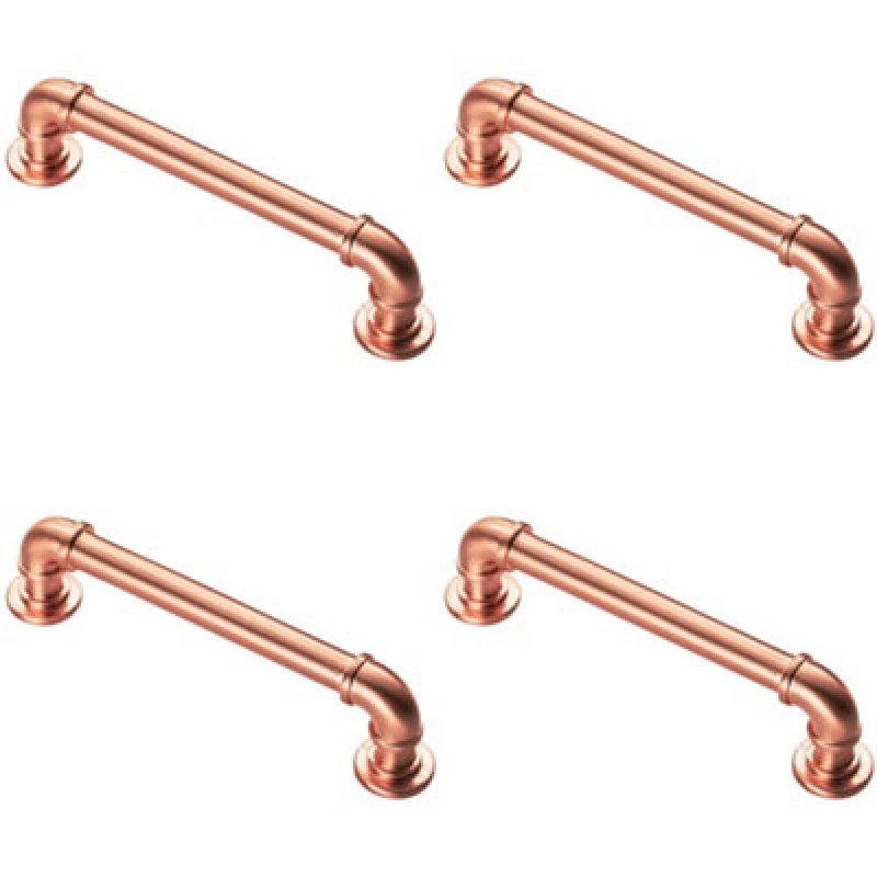 Image of Loops 4x Pipe Design Cabinet Pull Handle 128mm Fixing Centres 12mm Dia Satin Copper Copper unisex