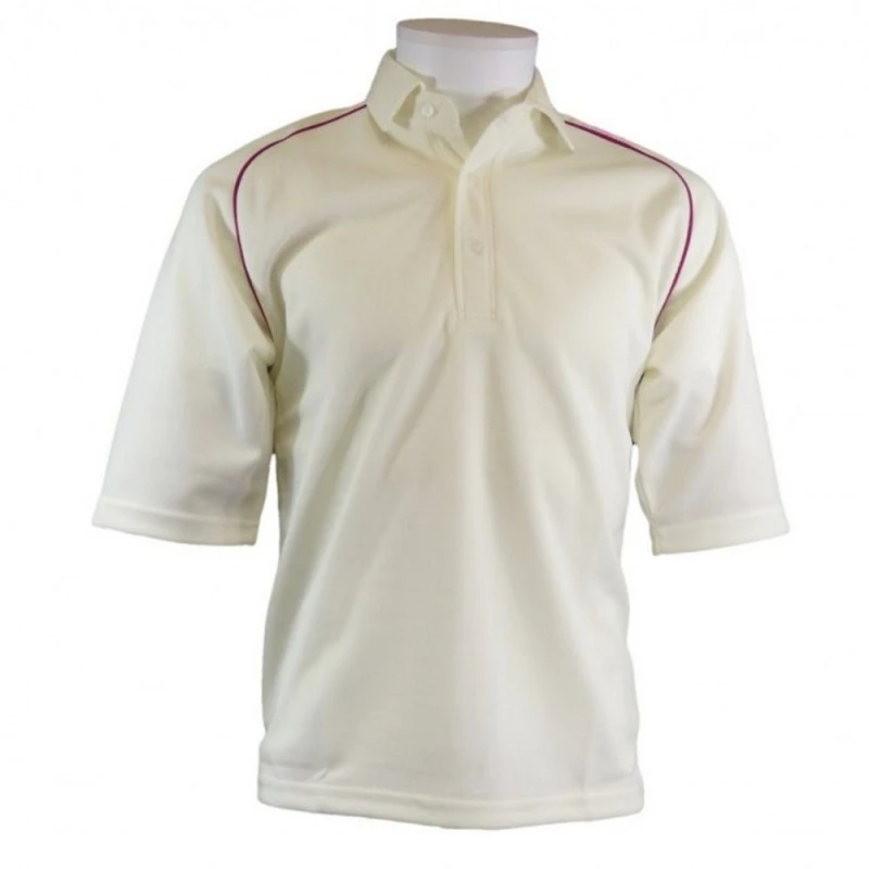 Image of Carta Sport Carta Sport Men Contrast Piping CrickeT-Shirt in Off White Size: Medium Off White M Male 5063300505052