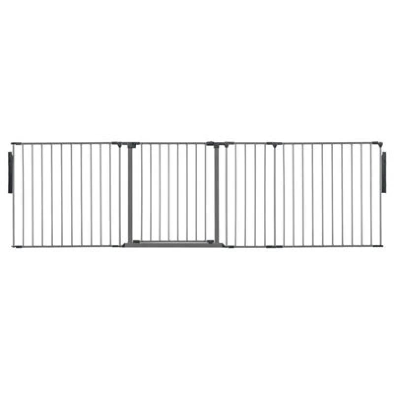 Image of Safetots Premium Multi Panel Room Divider, Up To 259Cm Wide, Grey, 70Cm Tall, Flexible Barrier With Door For Baby And Toddler