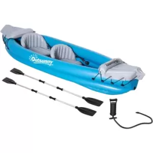 Image of Outsunny - Inflatable Kayak Two-Person Inflatable Boat w/ Air Pump, Aluminium Oars