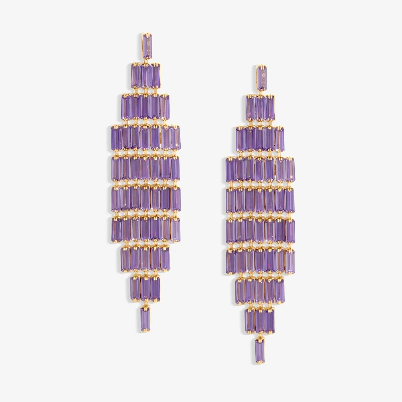 Image of Jon Richard Amethyst Statement Earrings Jewellery Sets One Size Gold 72196710000