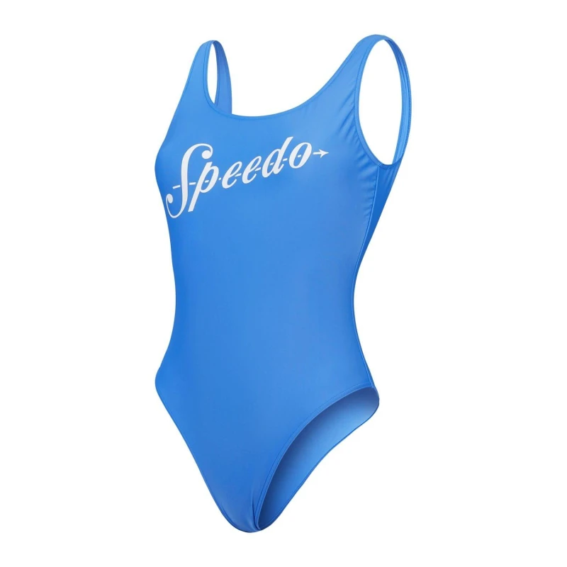 Image of Speedo Logo Deep U-Back 1 Piece Swimsuit Blue female 18