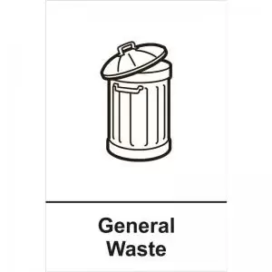 Image of General Waste&rsquo; Recycling Sign; Rigid 1mm PVC Board 200mm x