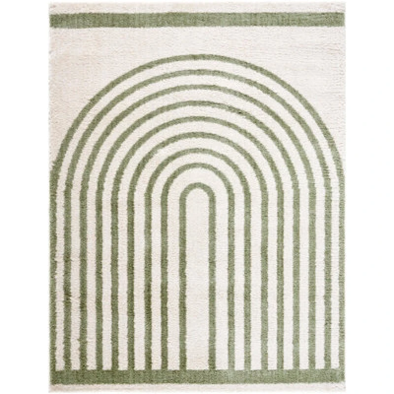 Image of Livabliss Fossay Shag-Washable Beige Brown Green Grey Modern High Pile Living Rug Size: 120cm x 170cm Green Unisex 120cm x 170 cm