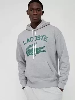Image of Lacoste Large Logo Overhead Hoodie - Grey, Size S, Men