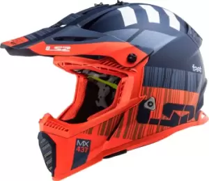 Image of LS2 MX437 Fast Evo XCode Motocross Helmet, blue-orange, Size L, blue-orange, Size L