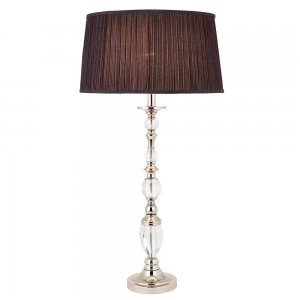 Image of 1 Light Large Table Lamp Polished Nickel Plate with Black Shade, E27