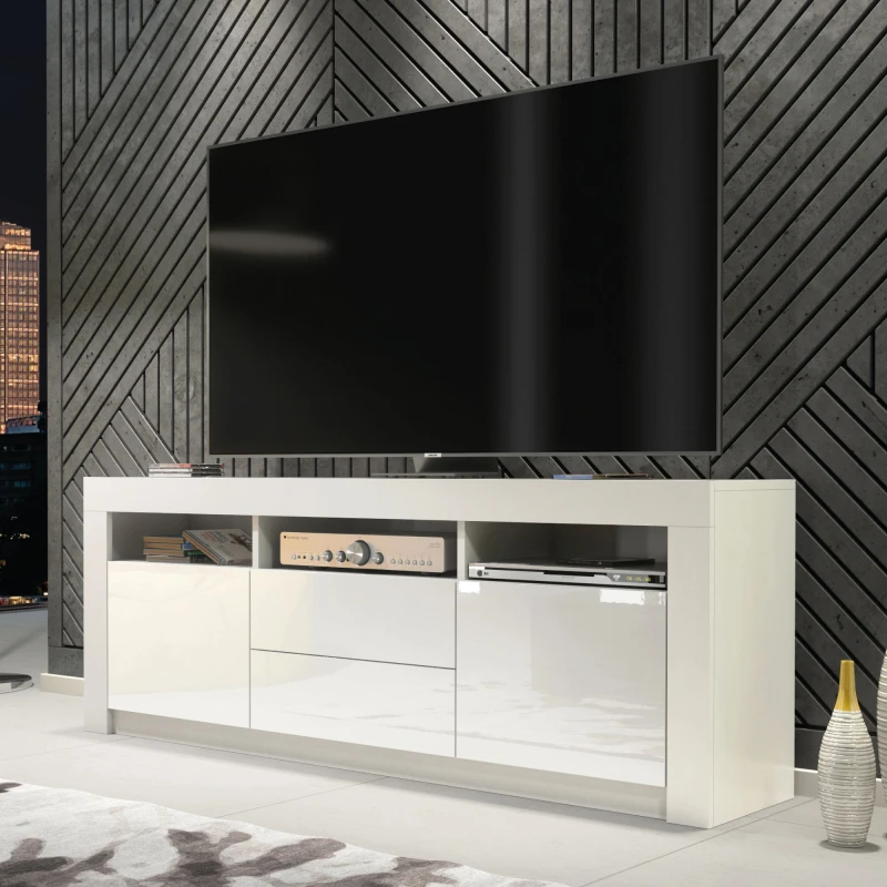 Image of Creative Furniture Creative Furniture TV Unit 160cm Modern - White with High Gloss Doors White One Size Unisex 5061075249935