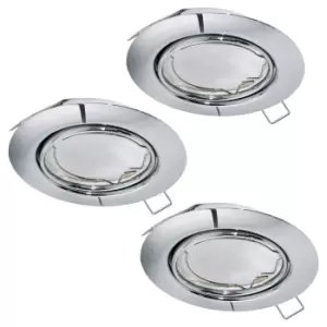 Image of 3 PACK Flush Adjustable Ceiling Downlight Chrome Steel 3 x 5W GU10 Bulb