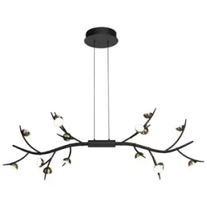 Image of 16 Light Linear Ceiling Pendant, 16 x 3W LED, 3000K, 2640lm, Black, Antique Brass - Luminosa Lighting