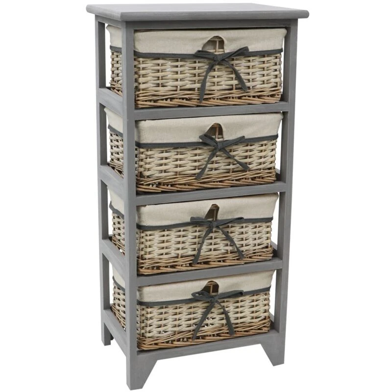 Image of JVL Sherborne 4 Drawer Storage Unit - Grey Grey