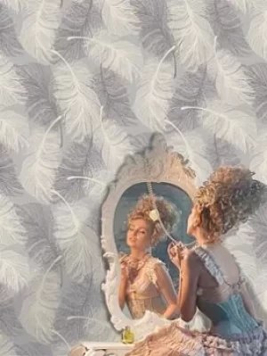 Image of Coloroll Coloroll Feathers Dappled Grey Glitter Wallpaper