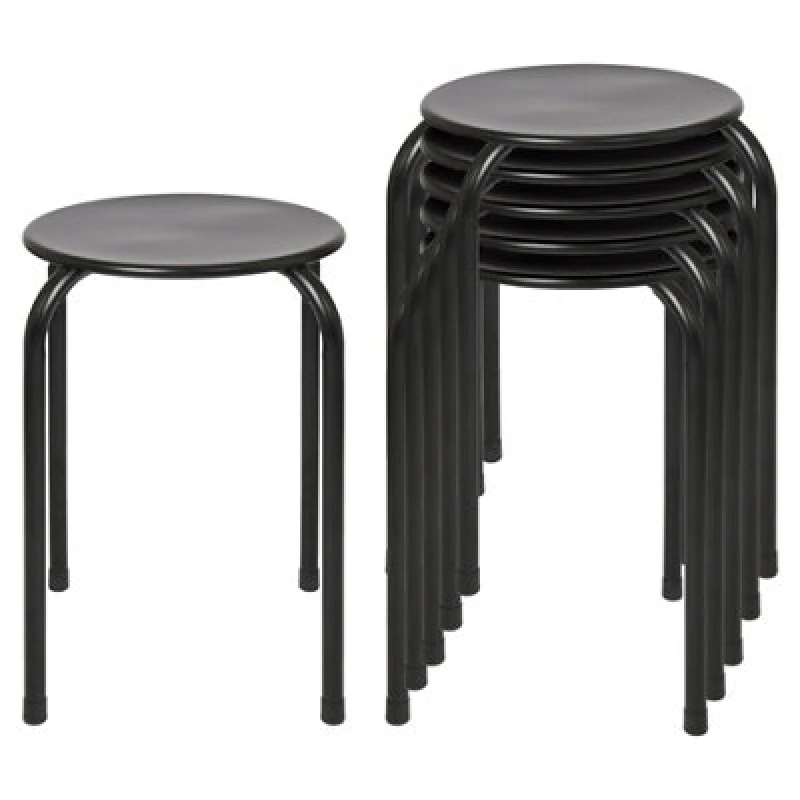 Image of Harbour Housewares Metal Stacking Stools - Matt Black - Pack Of 6