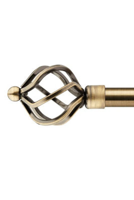 Image of Unknown 16-19mm Cage Extendable Eyelet Metal Curtain Pole Set Brass 160-300Cm