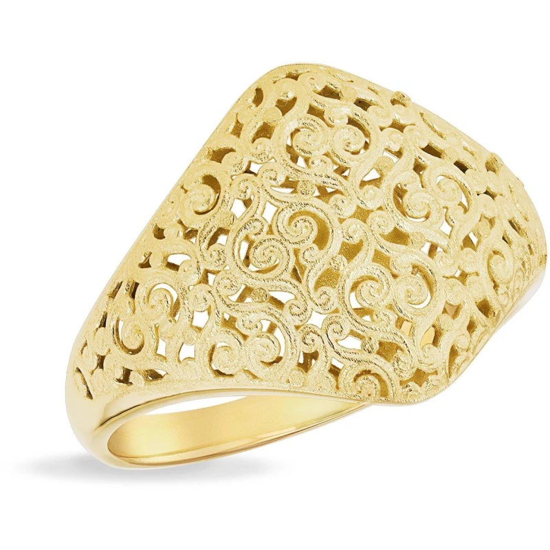 Image of Be You 9ct Gold Satin Filigree Dome Ring Yellow Gold female M