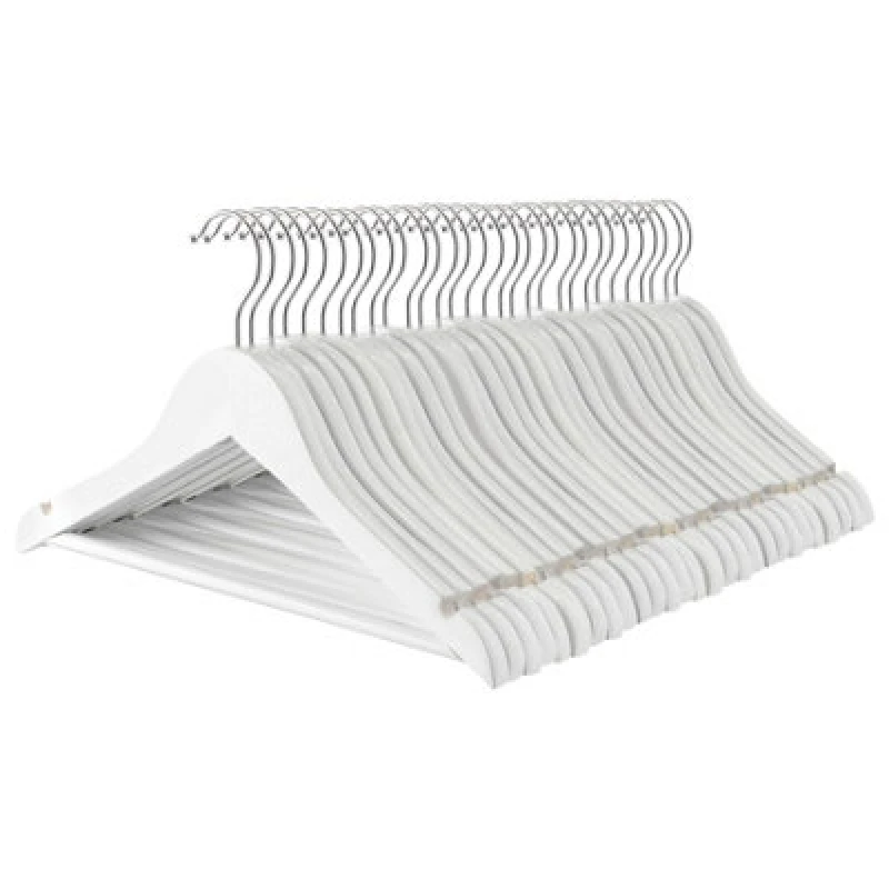 Image of Harbour Housewares Wooden Children's Coat Hangers - White - Pack Of 30