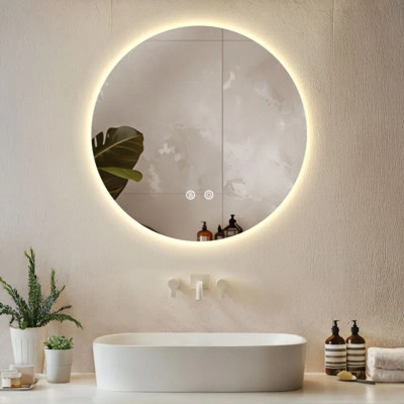 Image of Tectake LED Bathroom Mirror Aurora, With Dimmable Backlight, 3 Colour Temps And Anti-Fog 60 Cm- White