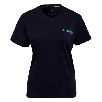 Image of adidas Terrex Mountain Fun Graphic T-Shirt Womens - Blue