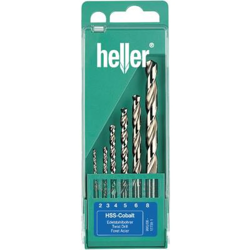 Image of Heller Tools Heller Tools 17735 D HSS Metal twist drill bit set 6 Piece 2 mm, 3 mm, 4 mm, 5 mm, 6 mm, 8mm cobalt DIN 338 Cylinder shank 1 Set 17735 D