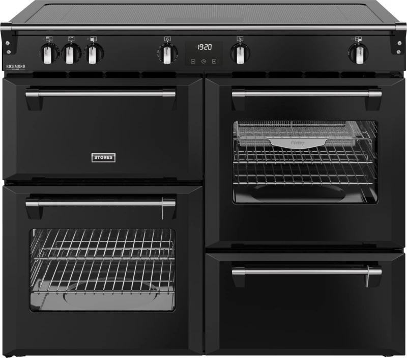 Image of Stoves Richmond Deluxe 110Ei ZLS 110cm Electric Range Cooker with Induction Hob - Black - A/A/A Rated