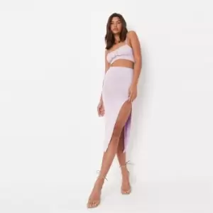 Image of Missguided Ruched Crop Midaxi Skirt Set Ditsy - Purple