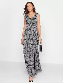 Image of Long Tall Sally Long Tall Sally Sleeveless Maxi Dress With Front Split Black Floral, Black, Size 14, Women