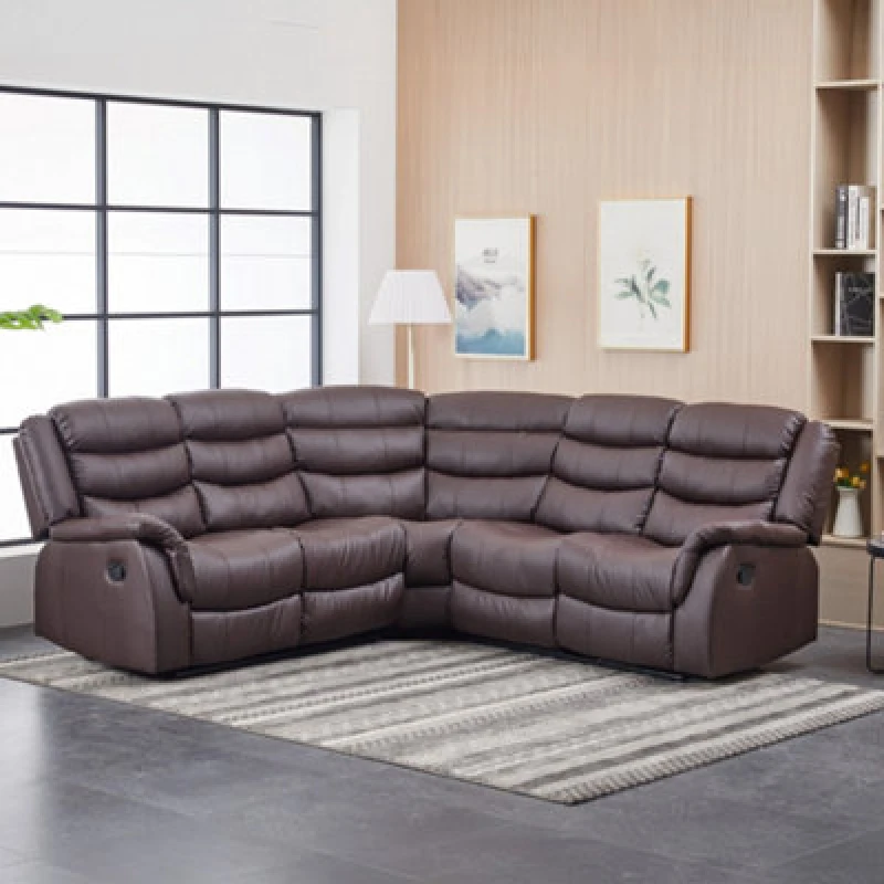 Image of Astoria 242Cm X 242Cm Wide Reclining Corner Sofa - Brown
