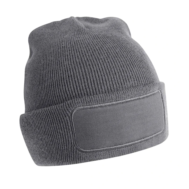 Image of Beechfield Beechfield Men Patch Beanie in Mid Grey Mid Grey One Size Male 5063527292520