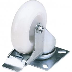 Image of Draper Swivel Plate Fixing Nylon Wheeled Castor and Brake 100mm