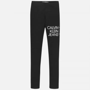 Image of Calvin Klein Jeans Girl's Hybrid Logo Legging - Black - 8 Years