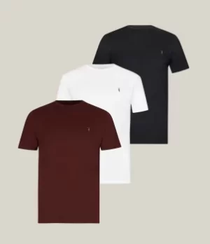 Image of AllSaints Mens Brace Crew 3 Pack T-Shirts, JT Blk/charred/wht, Size: M