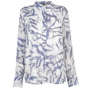 Image of DKNY Button Thru Half Placket Top - Ivory/WFall