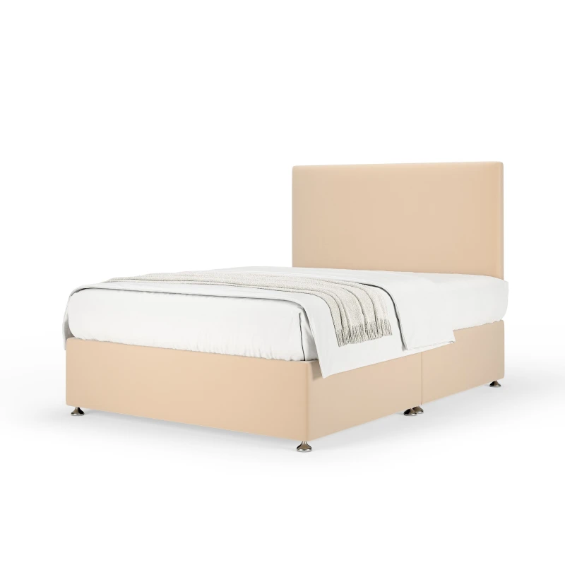 Image of Bedmaster Bedmaster Plush Velvet Divan Base And Plain Headboard in Natural Size: Double Natural Double Unisex 7867871408143