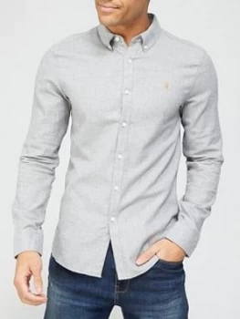 Image of Farah Minshell Long Sleeve Shirt - Grey, Size S, Men