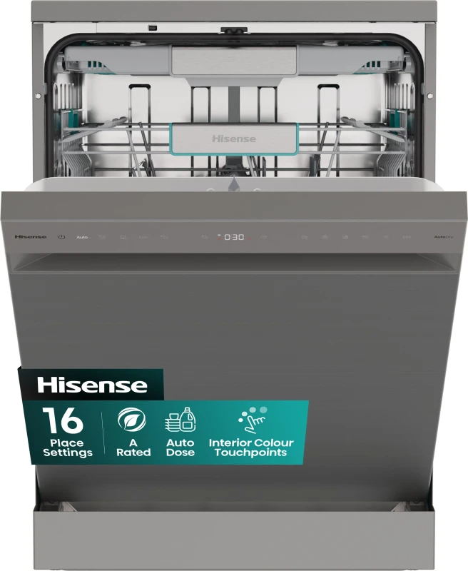 Image of Hisense Auto Dose HS693A90XADUK WiFi Connected Full Size Dishwasher - Stainless Steel - A Rated