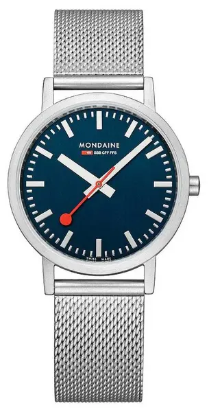 Image of Mondaine A660.30314.40SBJ Classic 36 Mm Blue Dial Mesh Steel Watch