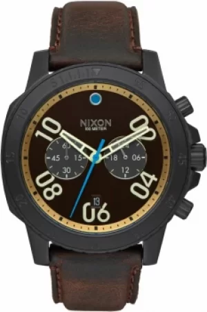 Image of Mens Nixon The Ranger Leather Chronograph Watch A940-2209