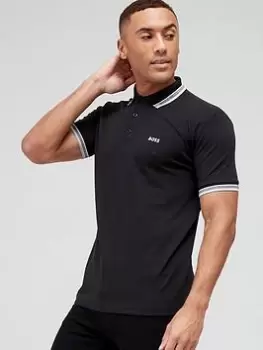 Image of BOSS Paddy Curved Logo Polo Shirt - Black Size M Men