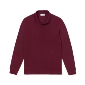 Image of Lacoste Long Sleeve Logo Polo Shirt - Red